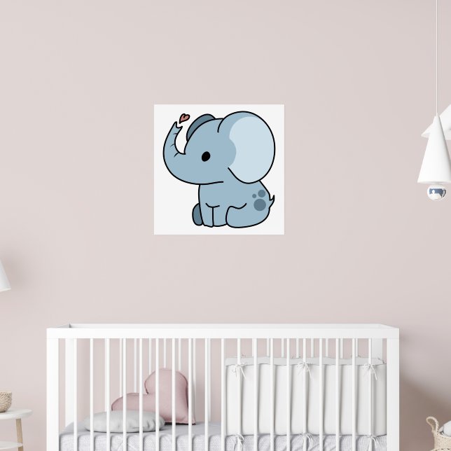 Poster Elefante Caprichoso de Desenho Animado Fofo (Berçário 2)