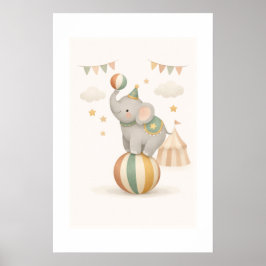 Poster Elefante Caprichoso em uma bola