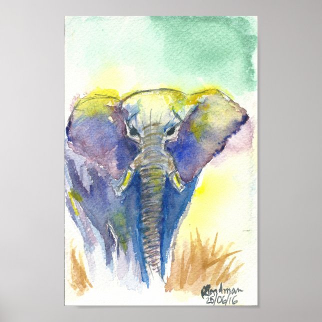 Poster Elefante colorido (Frente)