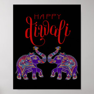 Poster Elefante Colorido Feliz Deepavali Diwali Para Hind