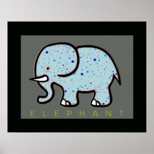 Poster elefante com decoração de estrelas