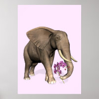 Elefante Com Orquídea Rosa