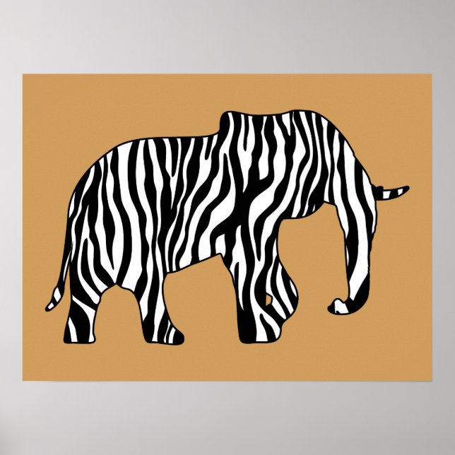 Poster Elefante com Zebra Stripes + suas ideias (Frente)