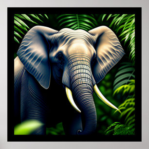 Poster Elefante Da Selva Majestosa - Selvagem E Livre