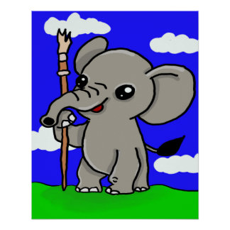 Póster elefante de arte