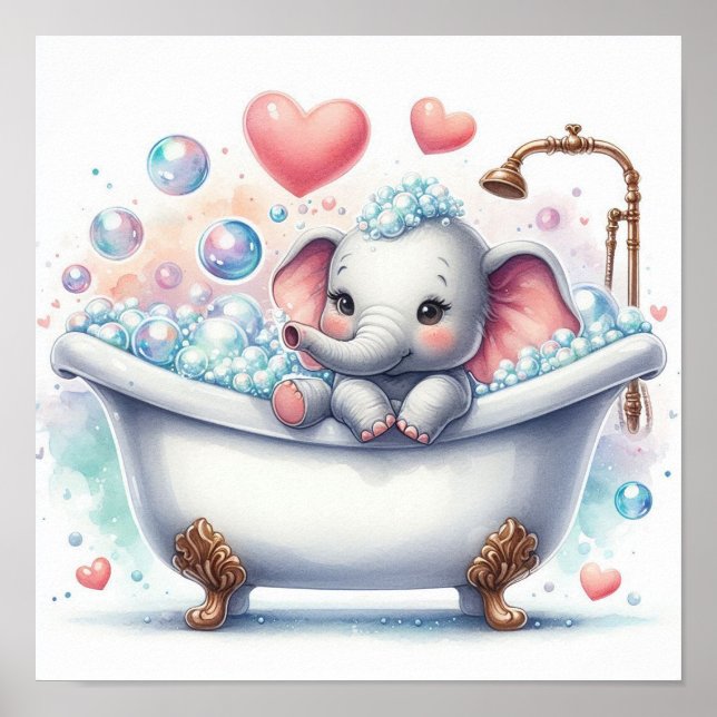 Poster Elefante de Banho de Espuma (Frente)