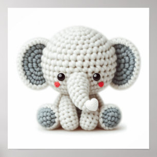 Poster elefante de crochê