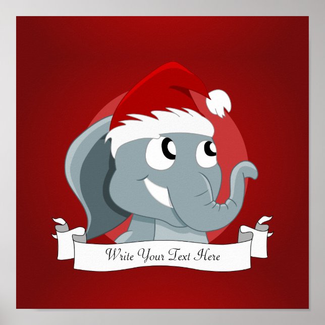 Poster elefante de desenho animado de Natal (Frente)