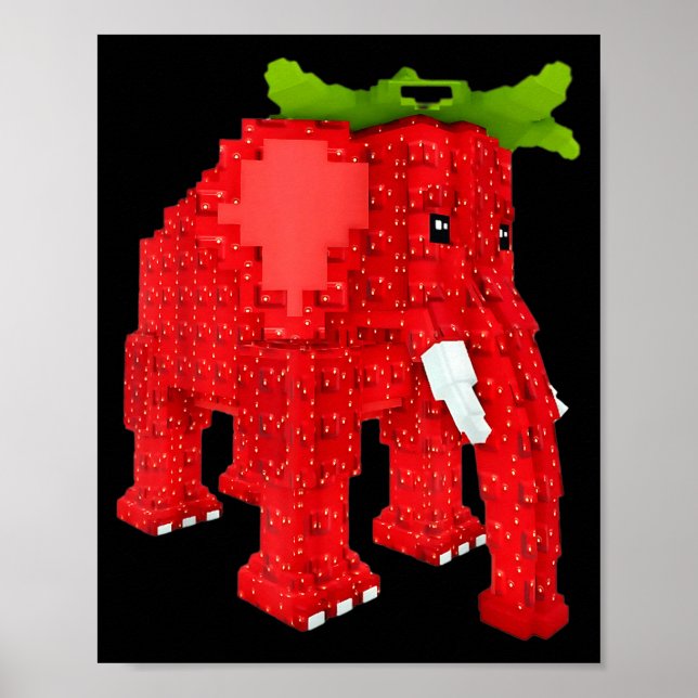 Poster Elefante de Morango  (Frente)