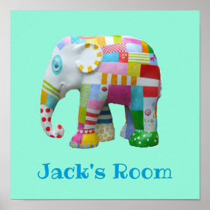Poster Elefante de patchwork de brinquedo bonito