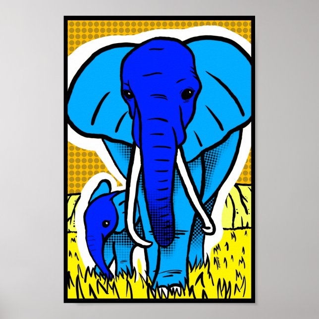 Poster Elefante de Popart Retro (Frente)