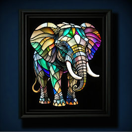 Poster Elefante De Vidro Com Aquarela