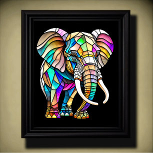 Poster Elefante De Vidro Com Aquarela 4:5