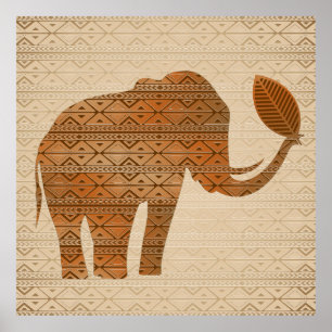 Poster Elefante - Design de Arte Tribal