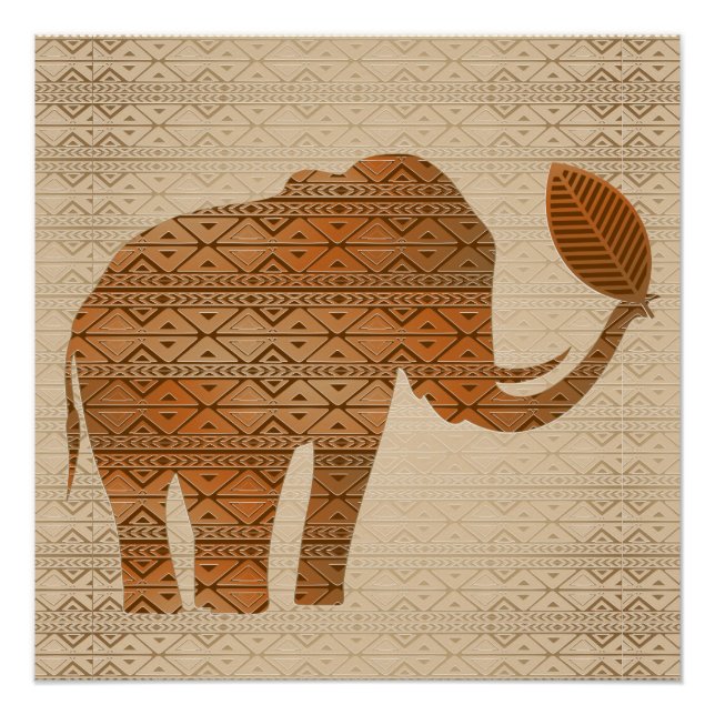 Póster Elefante - Design de Arte Tribal (Frente)