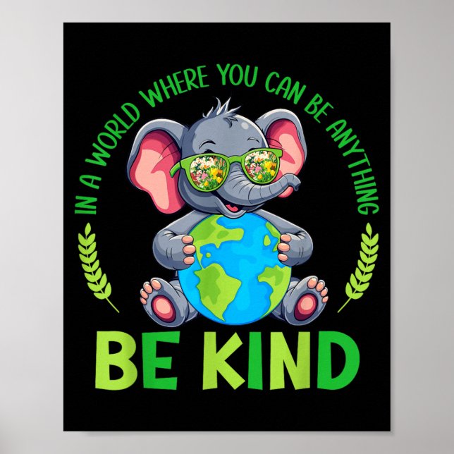 Poster Elefante Dia da Terra Planeta Mundo Bondade (Frente)