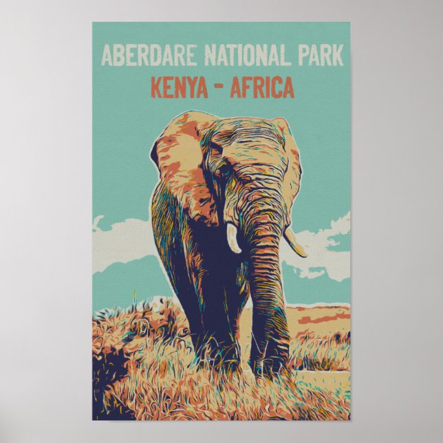 Poster Elefante do Quênia, Parque Nacional de Aberdare (Frente)