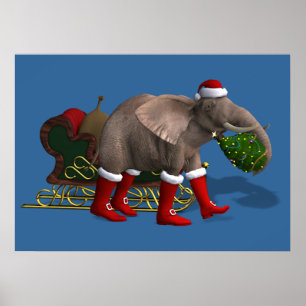 Poster Elefante doce de Papai Noel