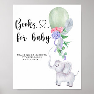 Poster Elefante e Balão de Aquarela - livros para bebê