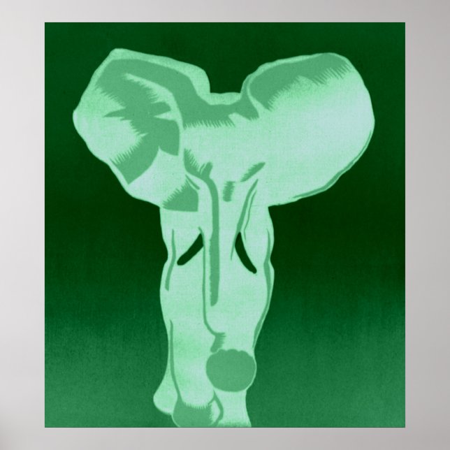 Poster Elefante em verde (Frente)
