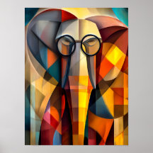 Elefante Encantador – Erudito Cubista com Óculos