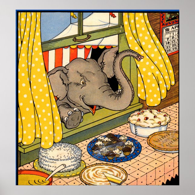 Poster elefante enfiando a cabeça pela janela (Frente)