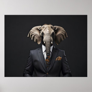 Poster Elefante engraçado de terno