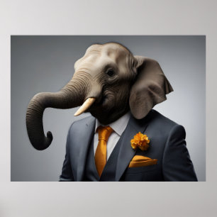 Poster Elefante engraçado de terno
