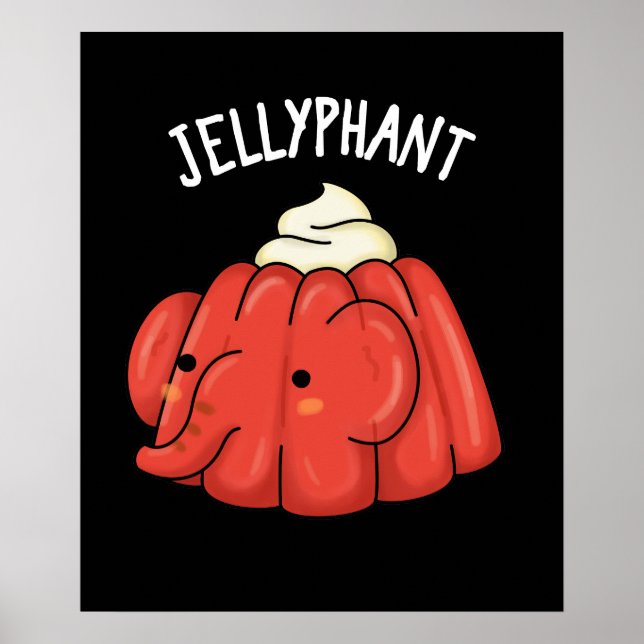 Poster Elefante Engraçado Jelly Pun Dark BG (Frente)