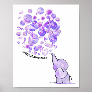 Poster Elefante explode balões roxos de overdose conscien