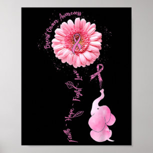 Poster Elefante Fé Esperança Ama Consciência do Cancer Ma