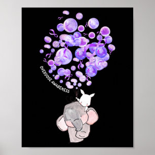 Poster Elefante Fofo Explodindo Lloons Roxos Sobredosagem