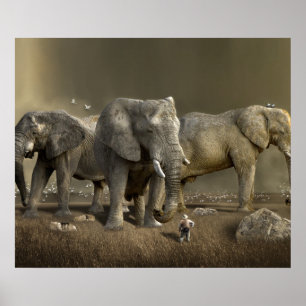 Poster Elefante Hunter no Safari
