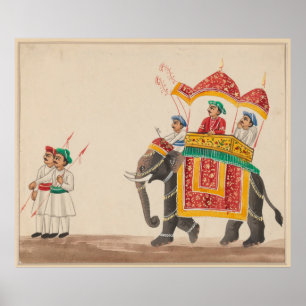 Póster Elefante indiano decorado com um Howdah Canopied