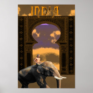 Poster Elefante indiano e cavaleiro