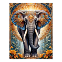 Elefante indiano sagrado em padrão étnico e flores