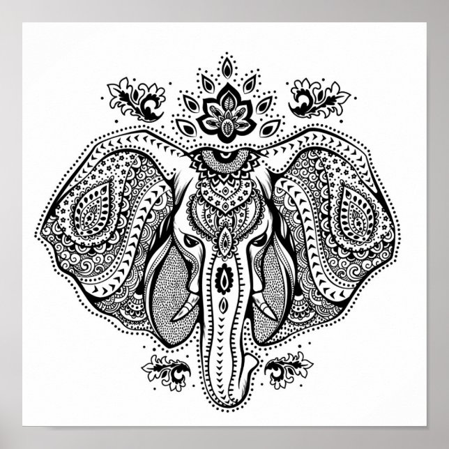 Póster Elefante Indígena Inspirado 2 (Frente)