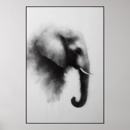 Poster Elefante na Abstrato de Névoa