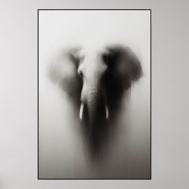 Poster Elefante na Abstrato de Névoa (Frente)