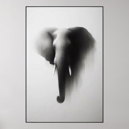 Poster Elefante na Abstrato de Névoa