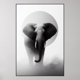 Poster Elefante na Abstrato de Névoa