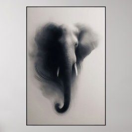 Poster Elefante na Abstrato de Névoa