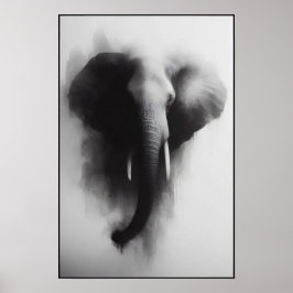 Poster Elefante na Abstrato de Névoa