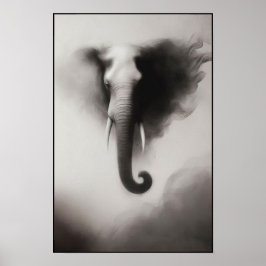 Poster Elefante na Abstrato de Névoa