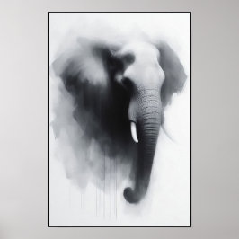 Poster Elefante na Abstrato de Névoa