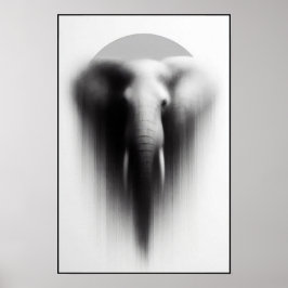 Poster Elefante na Abstrato de Névoa