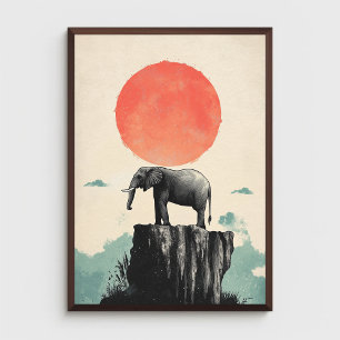 Poster Elefante na Rocha Animal Natureza Vida Selvagem Es