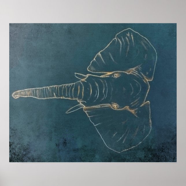 Poster Elefante Neon Negro (Frente)