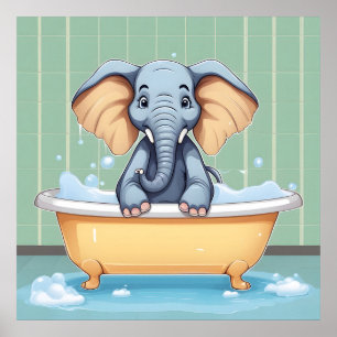 Poster Elefante no banho