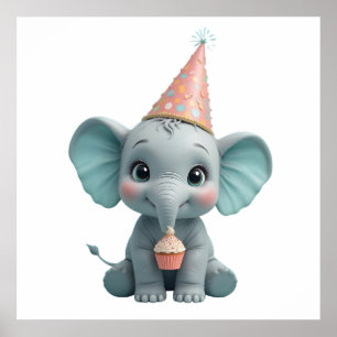 Poster Elefante Para Bebê Com Aquarela - Enfermeiro Anima